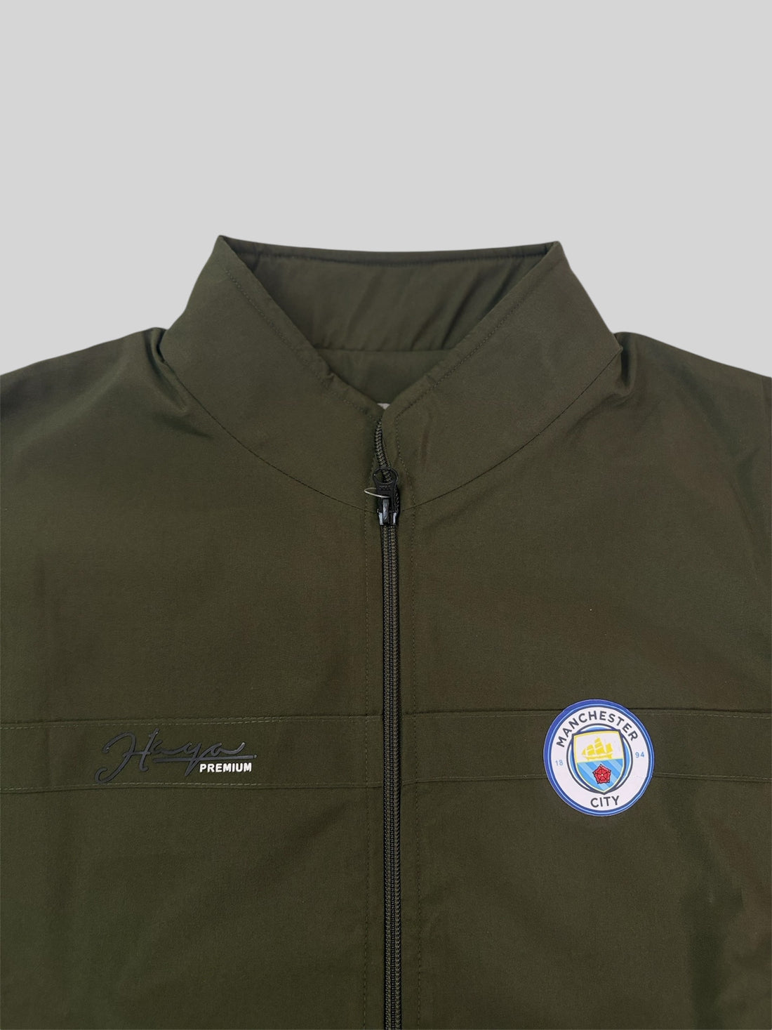 Olive Green Mock Collar Tracksuit for men-Full Set