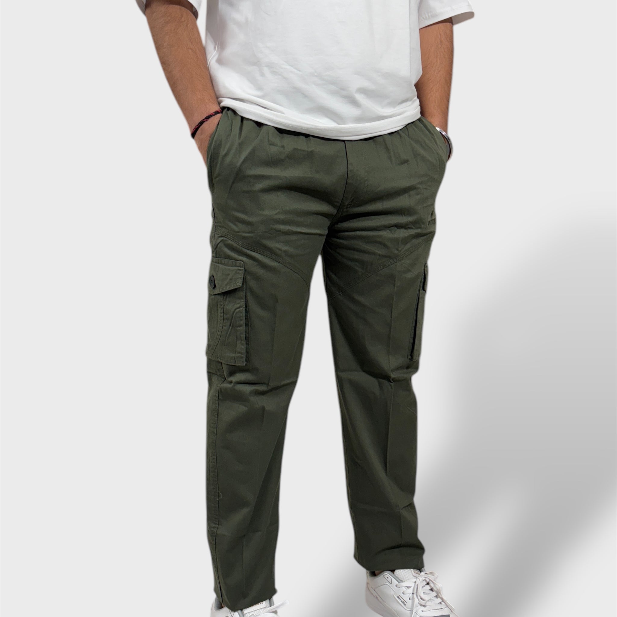 Olive green Solid Cargo Pants For Men