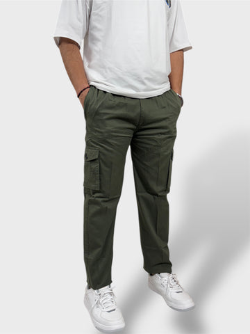 Olive green Solid Cargo Pants For Men