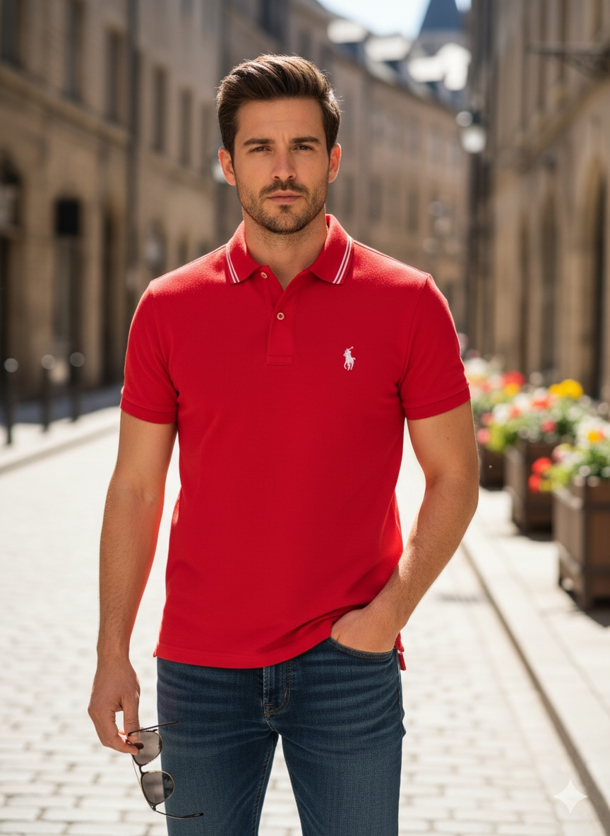 Red-Sporty and Bold Polo T-Shirt For Men