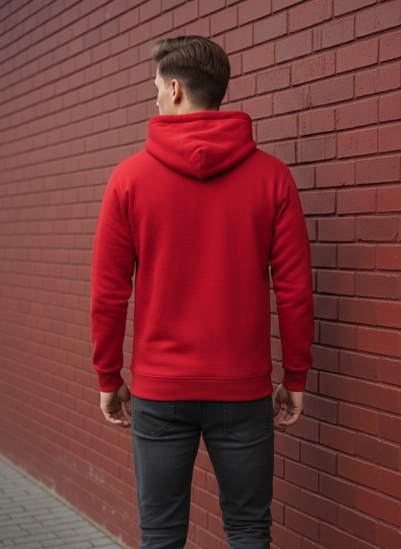 Red Winter Frost-Fit Thermal Hoodie For Men