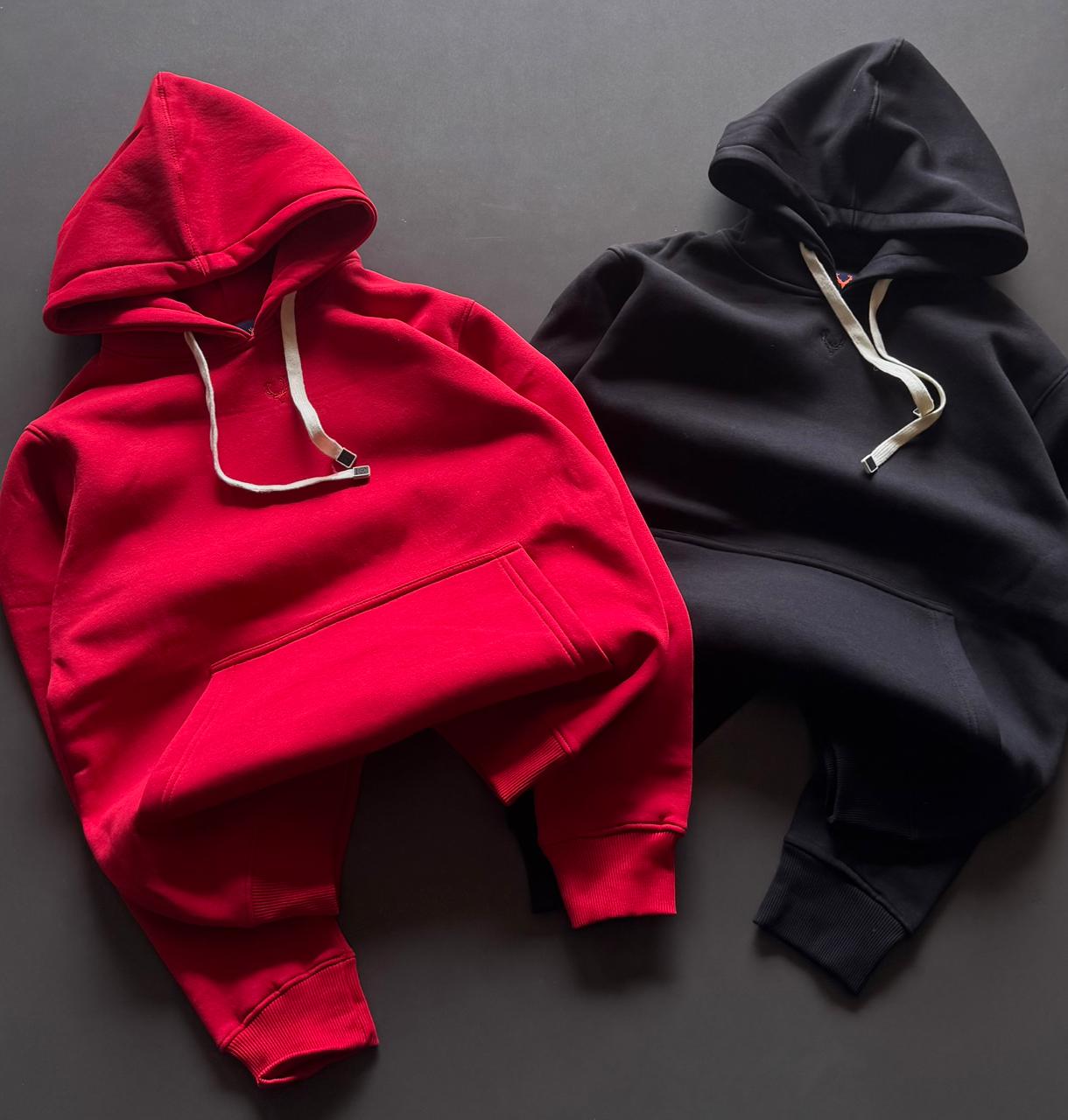 Red Winter Frost-Fit Thermal Hoodie For Men