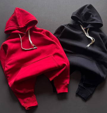 Red Winter Frost-Fit Thermal Hoodie For Men