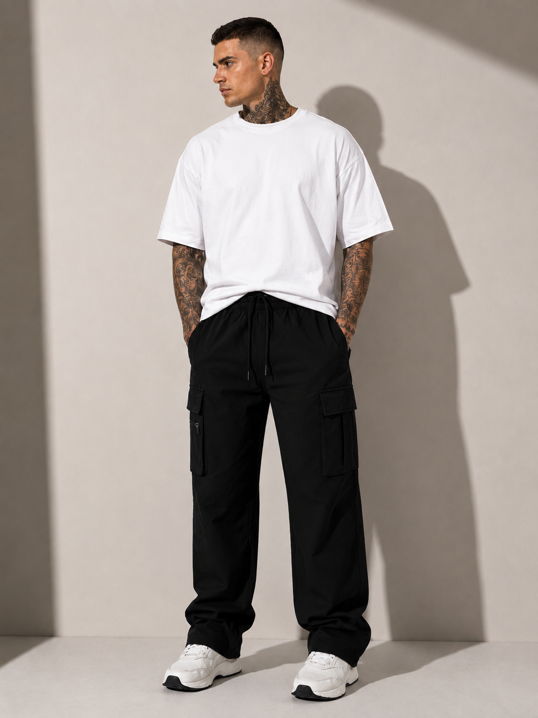 Relax Fit Black Travel Cargo Pants