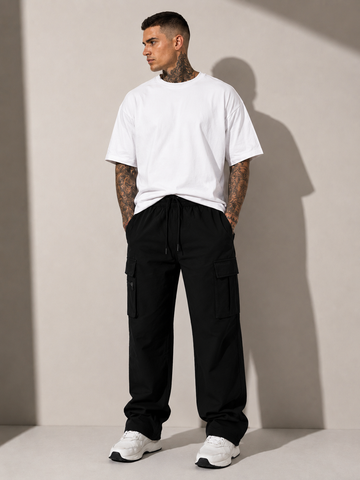 Relax Fit Black Travel Cargo Pants