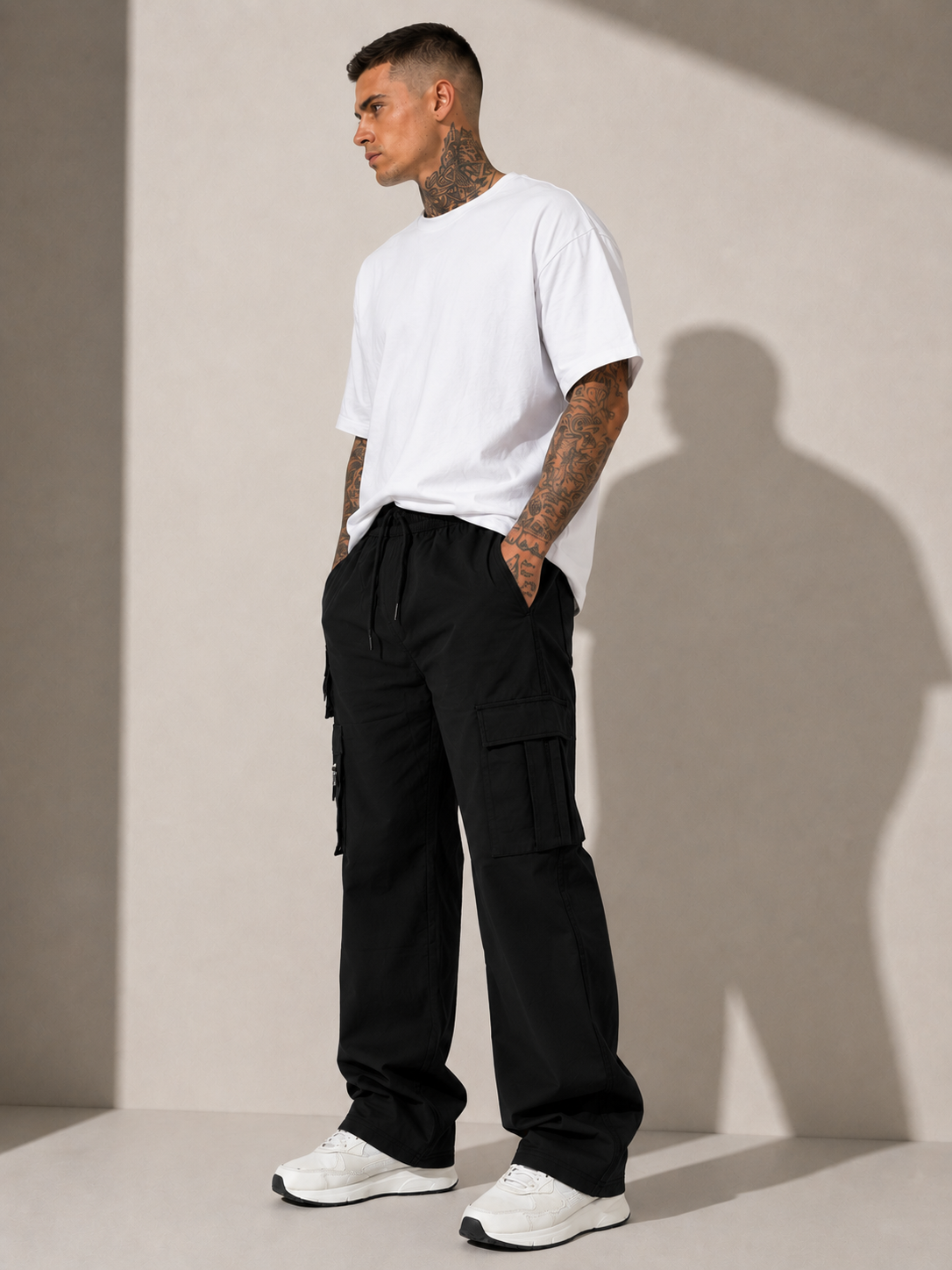 Relax Fit Black Travel Cargo Pants