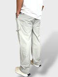 Relax Fit Grey-Green Travel Cargo Pants-Back Close