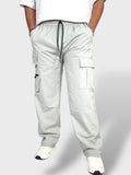 Relax Fit Grey-Green Travel Cargo Pants-Front