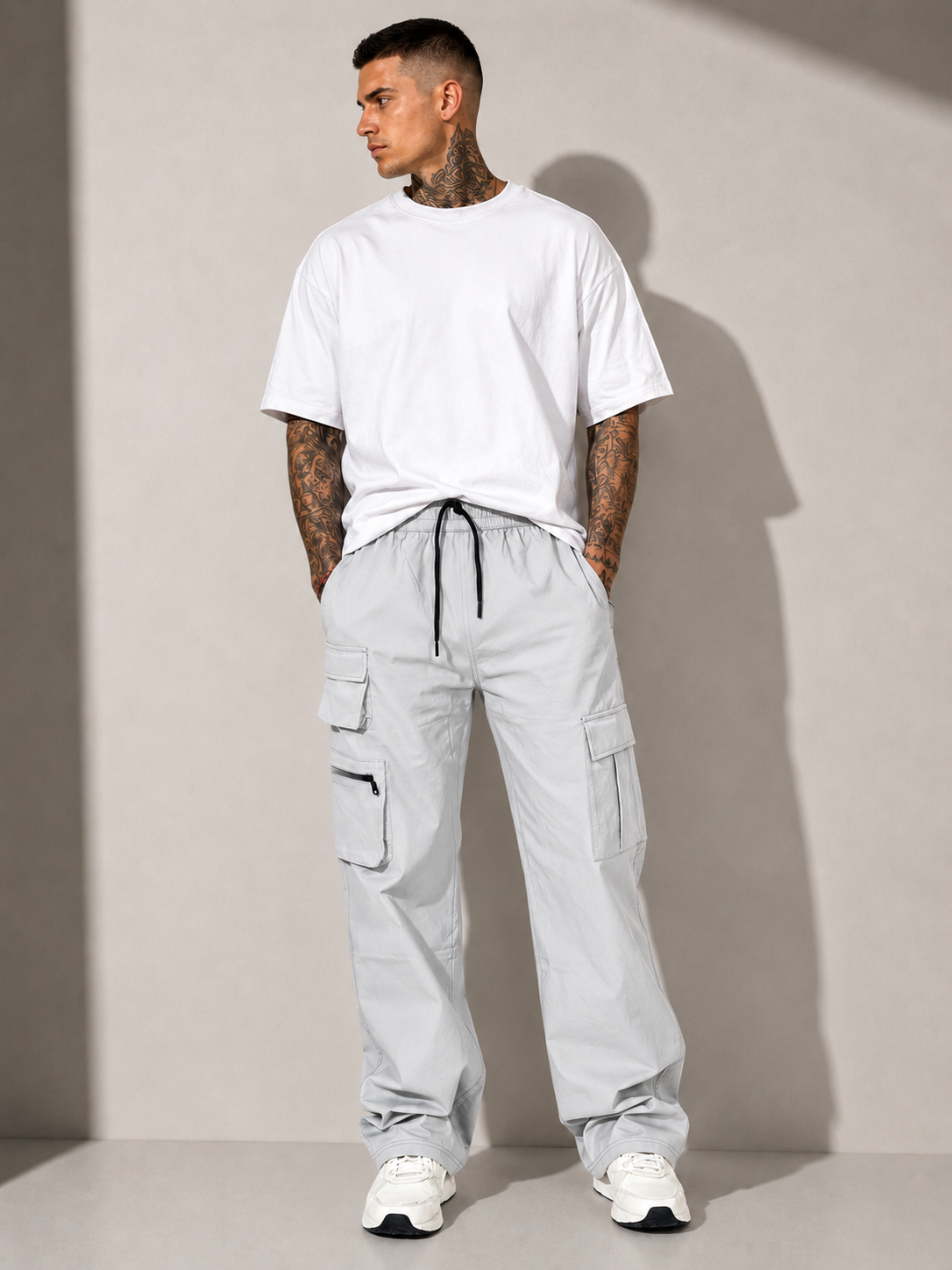 Relax Fit Grey Travel Cargo Pants