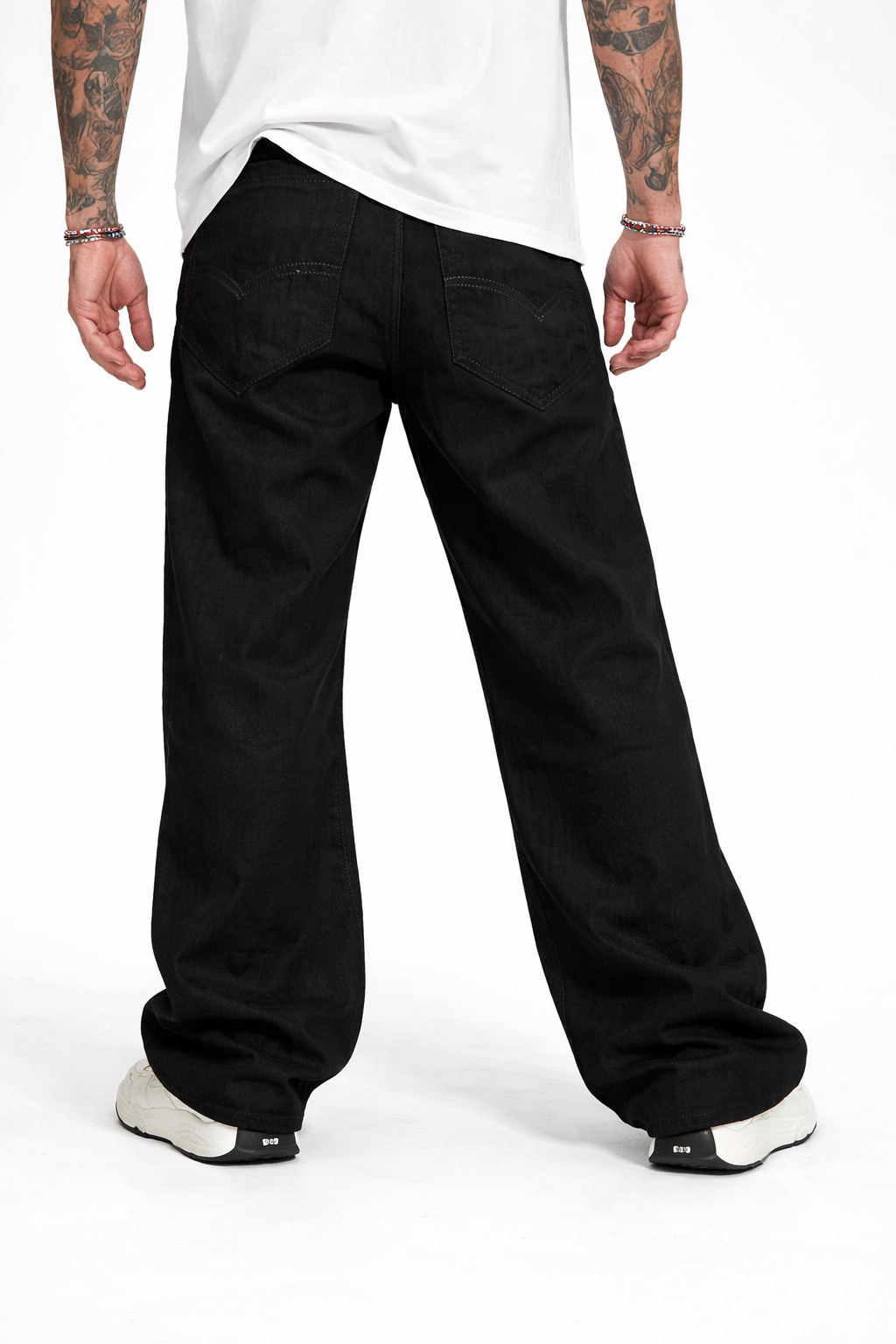 Straight Fit Black Jeans-Back