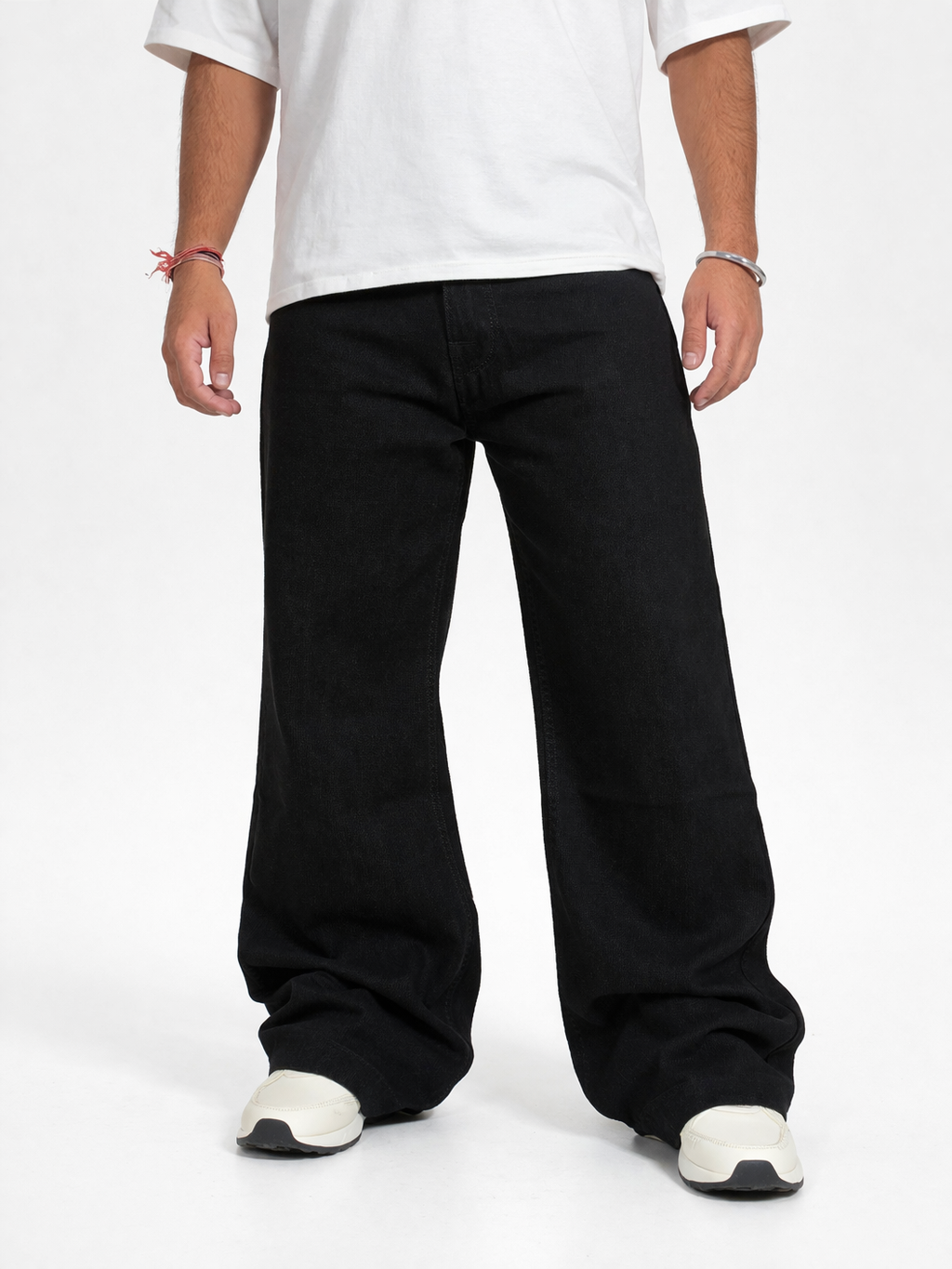 Straight Fit Black Jeans-Front