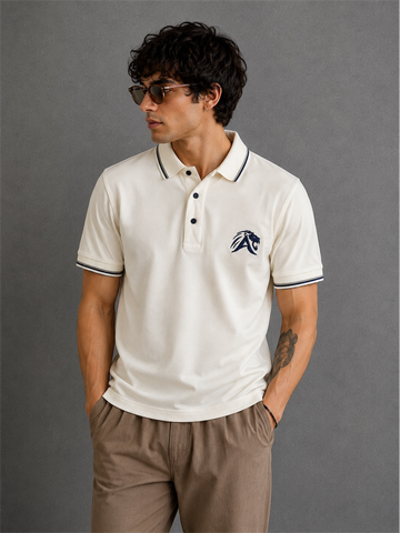 White-Sporty and Bold Polo T-Shirt For Men