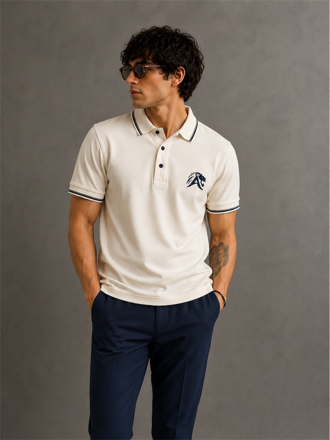 White-Sporty and Bold Polo T-Shirt For Men_side