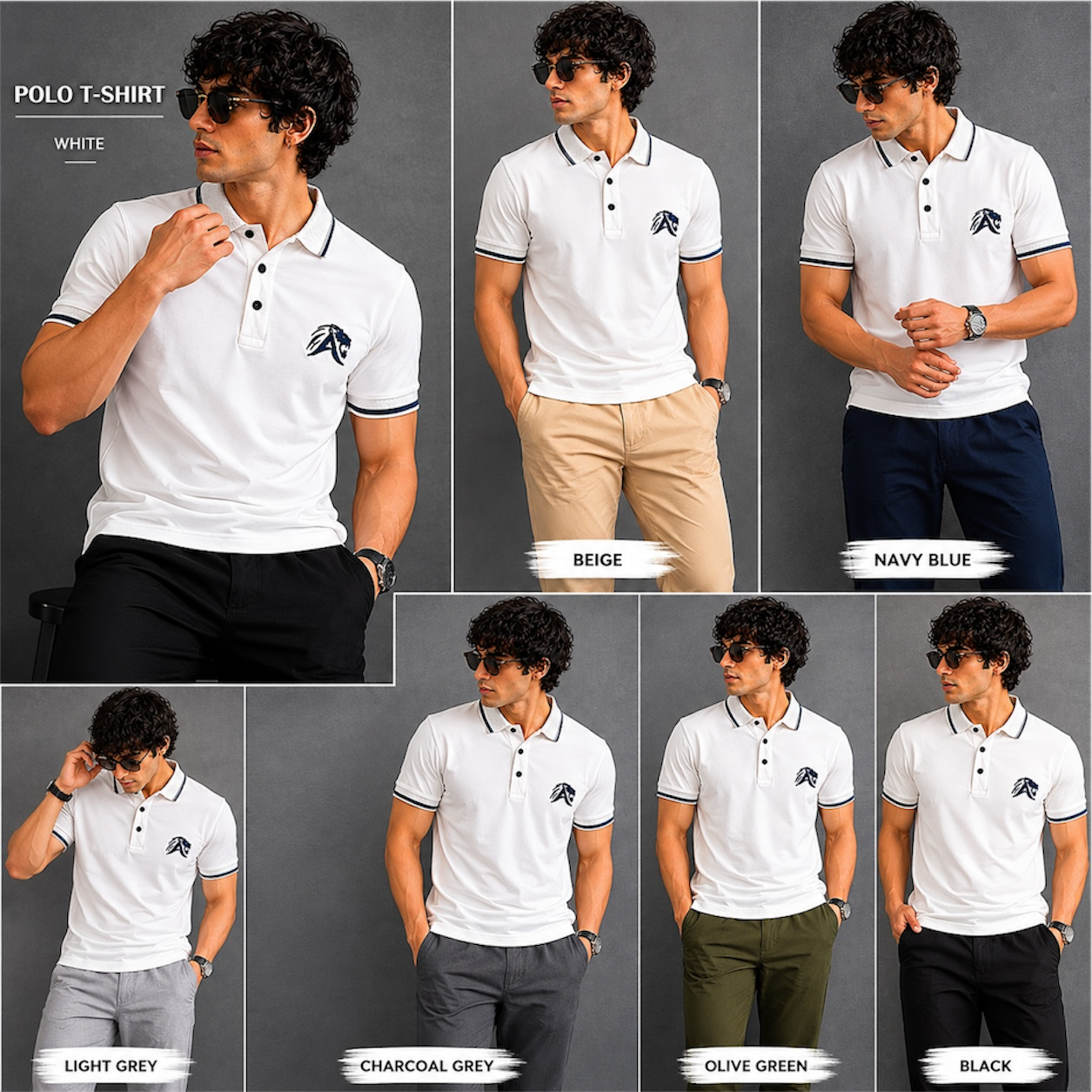 White-Sporty and Bold Polo T-Shirt For Men_All