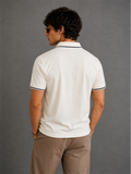 White-Sporty and Bold Polo T-Shirt For Men_Back